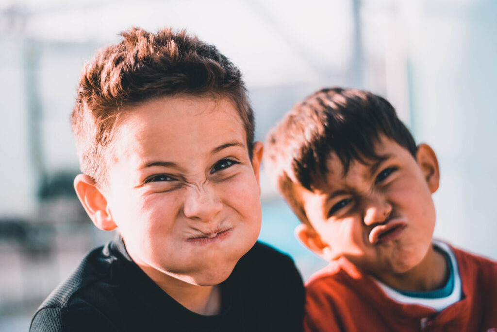 making funny faces