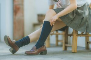 Knee-High Socks with Ankle Shoes